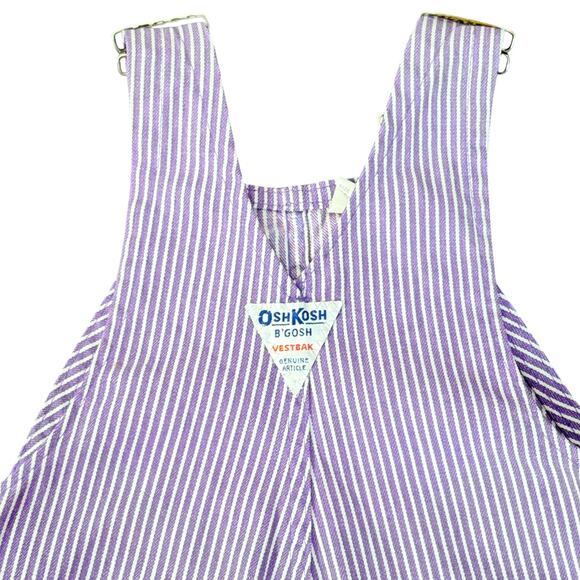 Vintage 70s 80s OshKosh Vestbak Purple Railroad Stripe Overalls USA Made 2T 3T - Picture 8 of 10